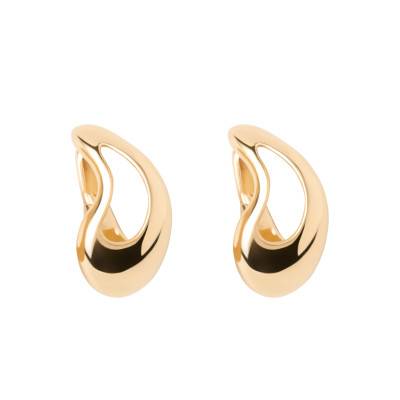 Golden Silver Tempo Hoop Earrings, 16 mm Diameter - AR01-D42-U - Pdpaola