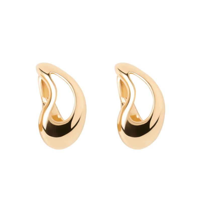 Golden Silver Tempo Hoop Earrings, 16 mm Diameter - AR01-D42-U - Pdpaola