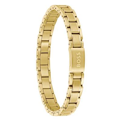 Gold-Tone Steel Metal Links Essential Bracelet, Adjustable Length 20 cm - 1580711 - Boss