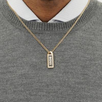 Gold-Tone Steel Kassy Emblem Necklace 56 cm - 1580678 - Boss