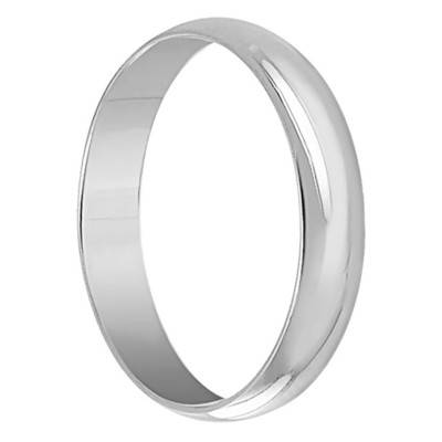 Alliance Demi-Jonc en Platine, Largeur 4 mm - Ponce