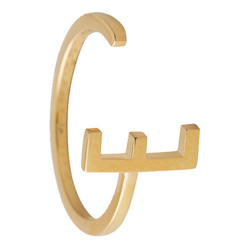 18K Yellow Gold-Plated 925 Silver Letter Ring, Adjustable Size - Design Letters