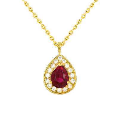 Collier Drop Or Jaune & Rubis, Longueur 42 cm - Diamond Lady