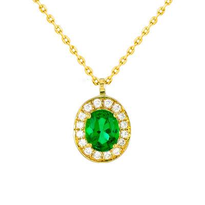Collier Divina Or Jaune & Emeraude, Longueur 40 à 42 cm - Diamond Lady