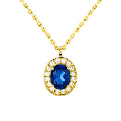 Collier Divina Or Jaune & Saphir, Longueur 40 à 42 cm - Diamond Lady