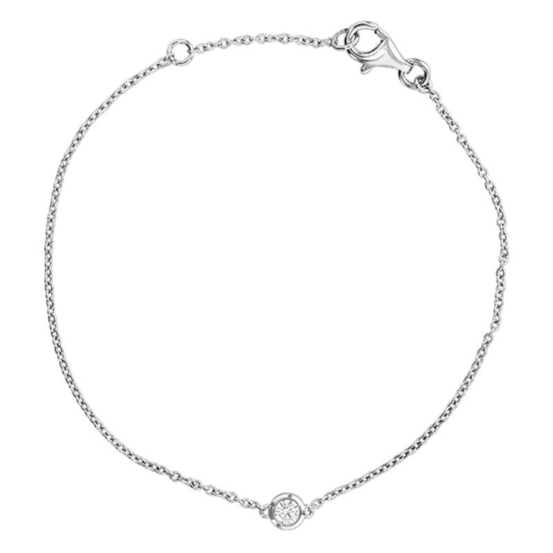 18K 750/1000 White Gold Bright Bracelet & 0.20 ct HSI Diamond, 14 cm to 16 cm Length - Diamond Lady