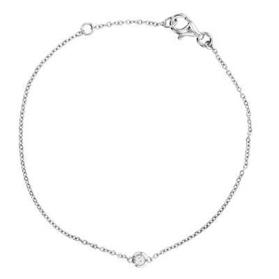 Bracelet Bright Or Blanc 750 et Diamant 0,05 ct, 15,5 cm à 18 cm - Diamond Lady