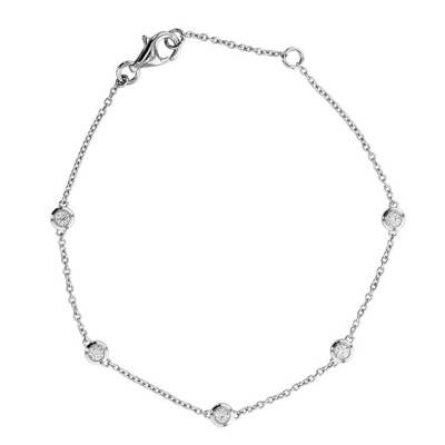 Bracelet Multi Bright Or Blanc 750 et Diamants, Longueur 15,5 cm à 18 cm - Diamond Lady