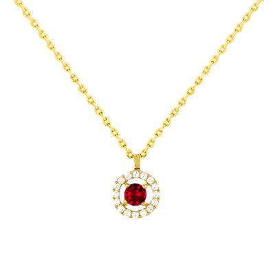 Collier Or Jaune 750, rubis et diamants, Longueur 40 à 42 cm - Diamond Lady