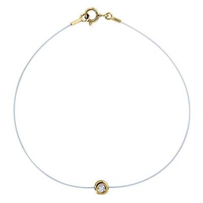 Bracelet nylon diamant et or jaune GSI, Longueur 17 cm - Diamond Lady
