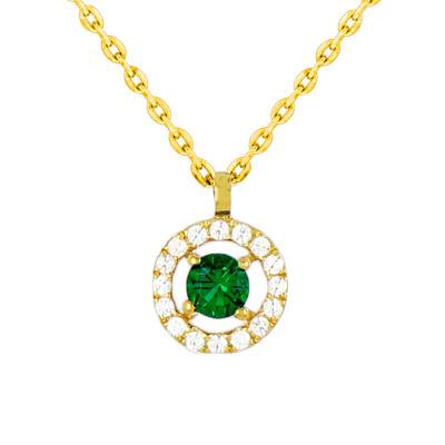 Collier Or Jaune 750, émeraude et diamants, Longueur 42 cm - Diamond Lady