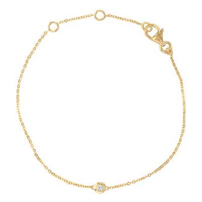 Bracelet Bright Or Jaune 375 et Diamant 0,05 ct, 15,5 cm à 18 cm - Diamond Lady