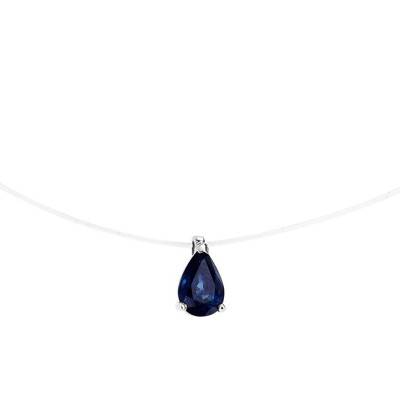 Collier Nylon & Saphir, Or Blanc 750, Longueur 42 cm - Diamond Lady