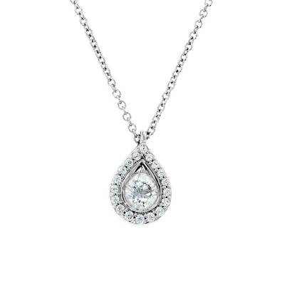 Collier diamants goutte 0,53 ct, Or Blanc 750, Longueur 42 cm - Diamond Lady