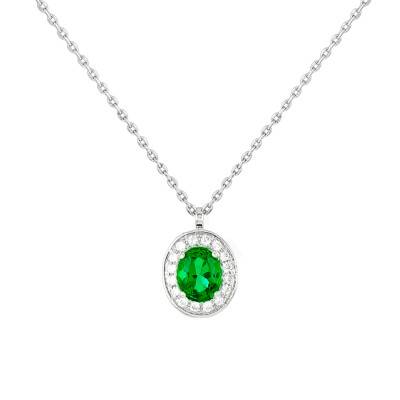 Collier Divina Or Blanc 750 & Emeraude, Longueur 40 à 42 cm - Diamond Lady