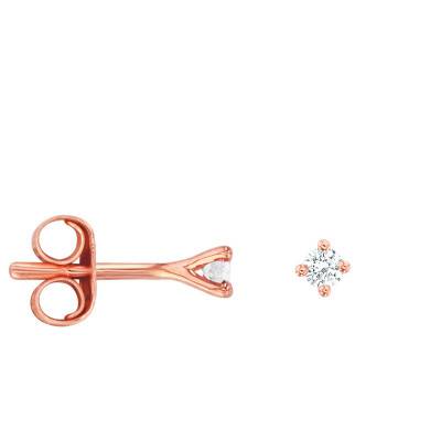 Puces d'oreilles diamants étoile 4 griffes GSI & or rose - Diamond Lady