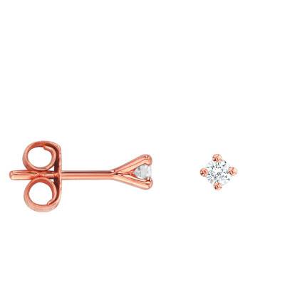 Puces d'oreilles diamants étoile 4 griffes GSI & or rose - Diamond Lady