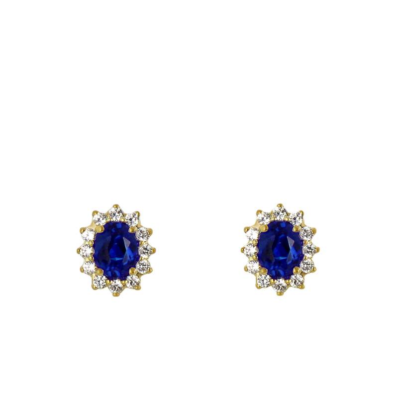 Artik Yellow Gold & Sapphire Stud Earrings - Diamond Lady