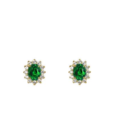 Puces d'oreilles Or Jaune & Emeraude, Artik - Diamond Lady
