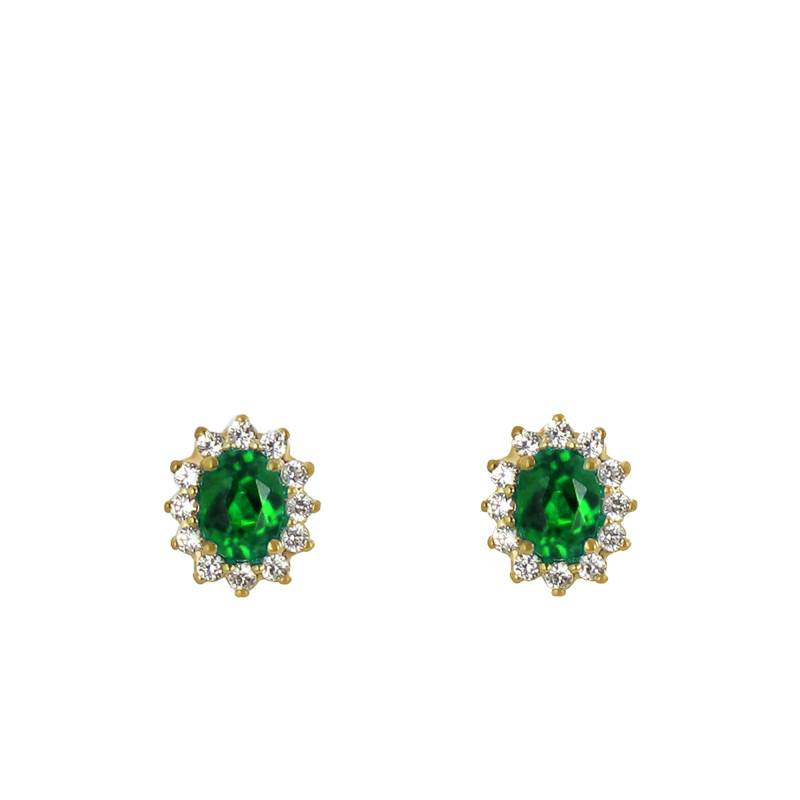Artik 18K Yellow Gold & Emerald Stud Earrings - Diamond Lady