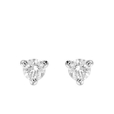 Puces d'Oreilles Diamants GSI 3 Griffes & Or Blanc 750 - Diamond Lady