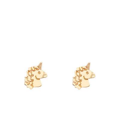 375 Yellow Gold Unicorn Stud Earrings - Bambins - Bambins