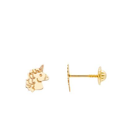 375 Yellow Gold Unicorn Stud Earrings - Bambins - Bambins