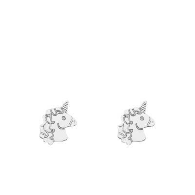 375 White Gold Unicorn Stud Earrings - Bambins - Bambins