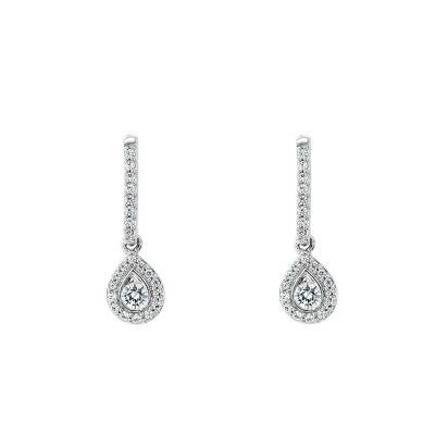 Boucles d'oreilles rivière Diamants GSI2 0,35 ct, Or Blanc 750 - Diamond Lady