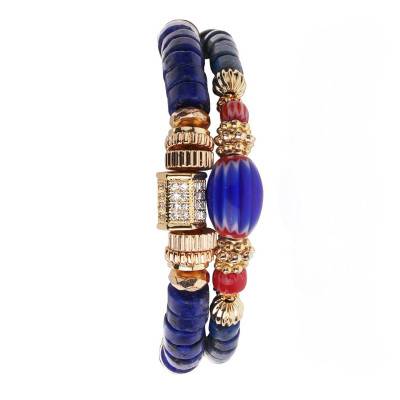 Bracelet Tweeks Double Doré, Strass & Perles Multicolores, Longueur 15,50 à 18,50 cm - Hipanema