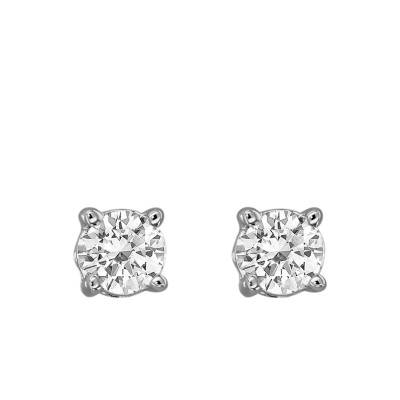 Boucles d'Oreilles Solitaire Diamants 2x 0,10 ct GVS Or Blanc 750 - Diamond Lady