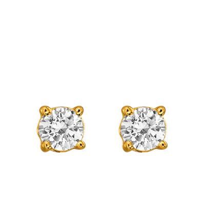 Boucles d'Oreilles Solitaire Diamants 2x 0,10 ct GVS Or Jaune 750 - Diamond Lady
