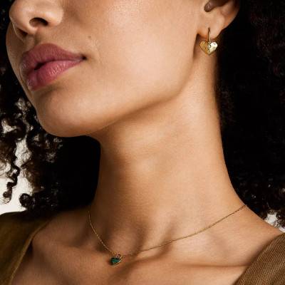 Boucles d'oreilles Coeur Sadie All My love Acier Doré & Pierres Blanches - Fossil