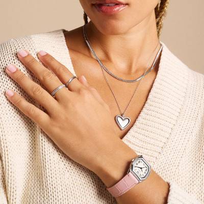 Steel Spinning Heart Necklace Legacy Heart, Length 51 cm to 56 cm - Fossil