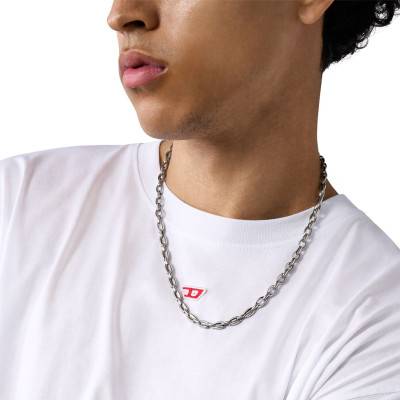 Adjustable-Length Steel Metamorph Cable Chain Necklace 50 cm to 55 cm - DX1582040 - Diesel