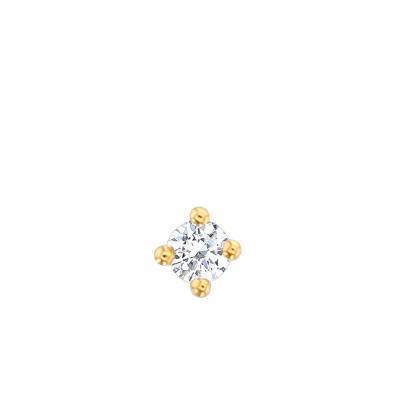 1 Puce d'Oreille Solitaire Diamant & Or Jaune 750 - Diamond Lady
