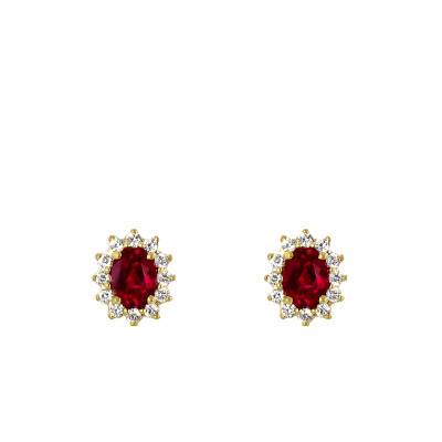 Artik Yellow Gold & Ruby Stud Earrings - Diamond Lady