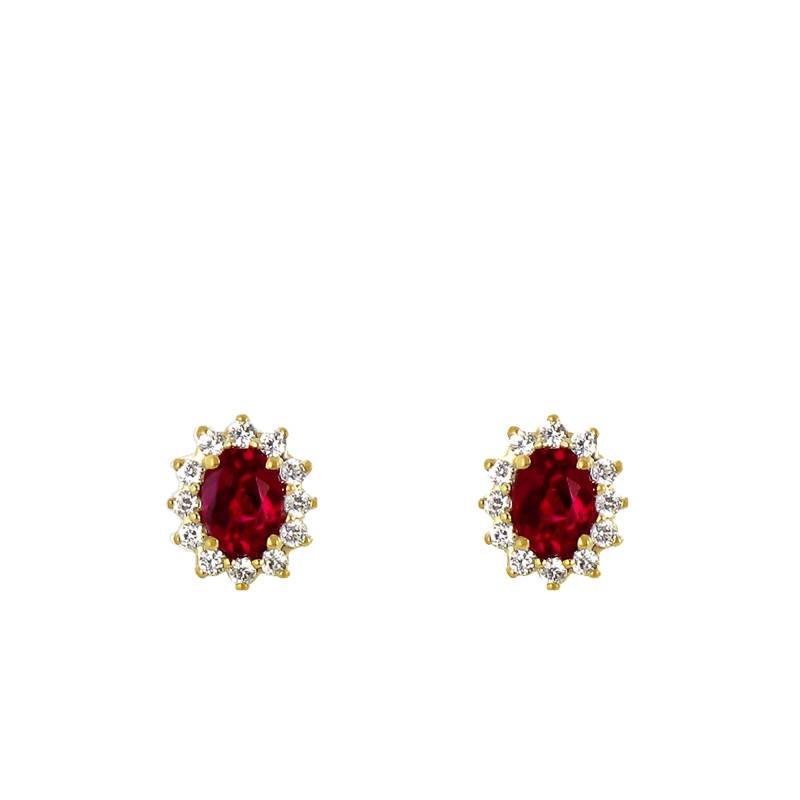 Artik Yellow Gold & Ruby Stud Earrings - Diamond Lady
