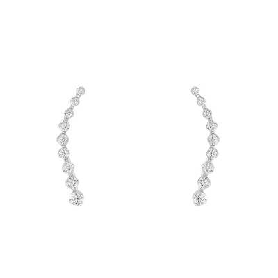 750/1000 White Gold & Diamond 0.21 ct GSI2 Ear Climbers - Diamond Lady