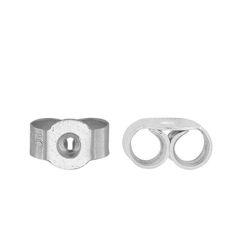 2 375 White Gold Small Round Belgian Butterfly Earring Backs - Les Essentiels