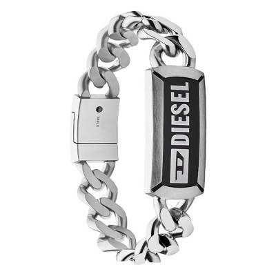 Gourmette plaque logo Diesel acier, DX1242040, Longueur 18,50 cm - Diesel