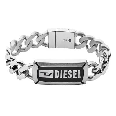 Gourmette plaque logo Diesel acier, DX1242040, Longueur 18,50 cm - Diesel