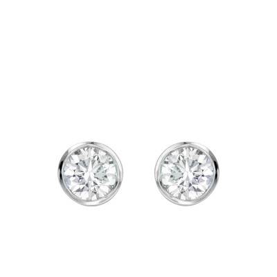 750/1000 White Gold and Bezel-Set Diamond Stud Earrings 0,20 ct HSI - Divine