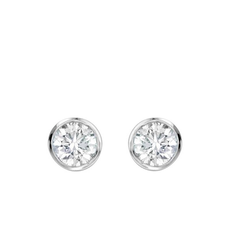 750/1000 White Gold and Bezel-Set Diamond Stud Earrings 0,20 ct HSI - Divine