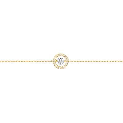 750/1000 Yellow Gold & 0.15 ct FSI Diamond Entourage Bracelet, 15 cm to 17 cm Length - Divine