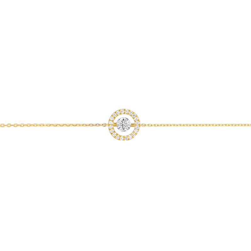 750/1000 Yellow Gold & 0.15 ct FSI Diamond Entourage Bracelet, 15 cm to 17 cm Length - Divine