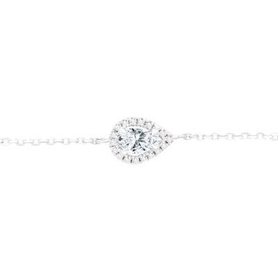 Bracelet Diamant Poire 0,25 ct et son Halo en Or Blanc 750, Longueur 16,5 cm, Largeur 1,00 mm - Divine