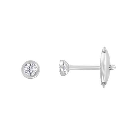 Puces d'oreilles diamants clos HSI & Or Blanc 750 - Divine