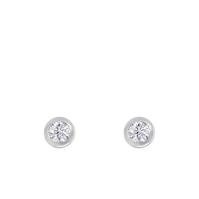 Puces d'oreilles diamants clos HSI & Or Blanc 750 - Divine
