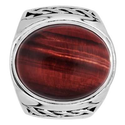 925 Silver & Tiger's Eye Rock Factory Signet Ring - Orus Bijoux